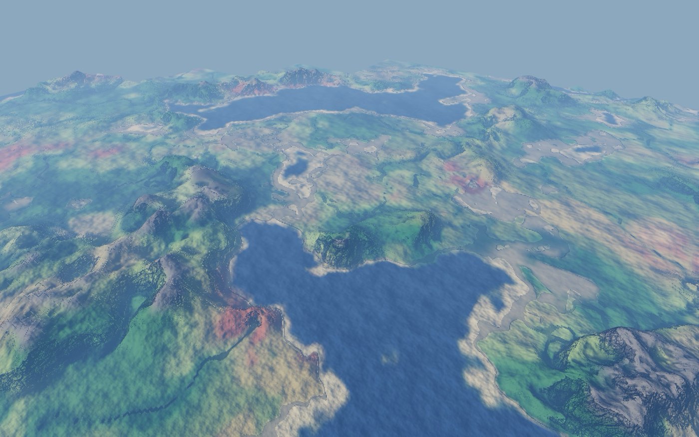 Terrain tinted by biome from high above