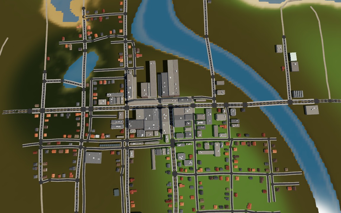 The town laid out as a grid
