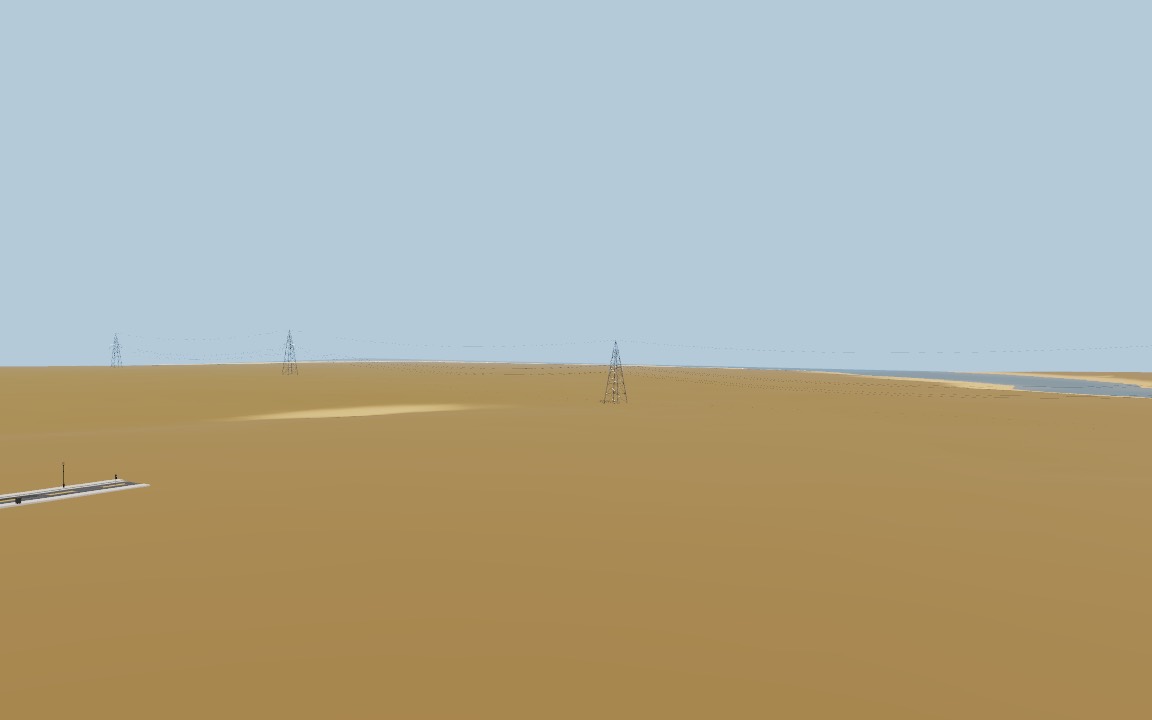 A line of transmission pylons crossing open fields