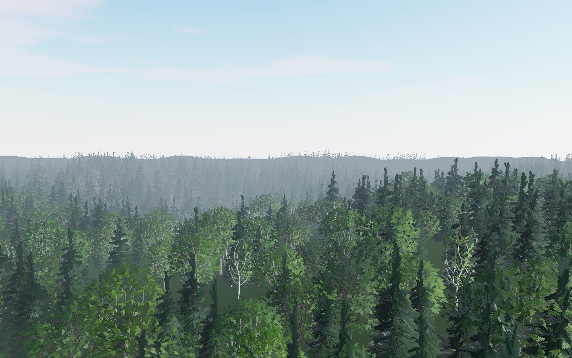 The same view drawn with simplified meshes all the way out