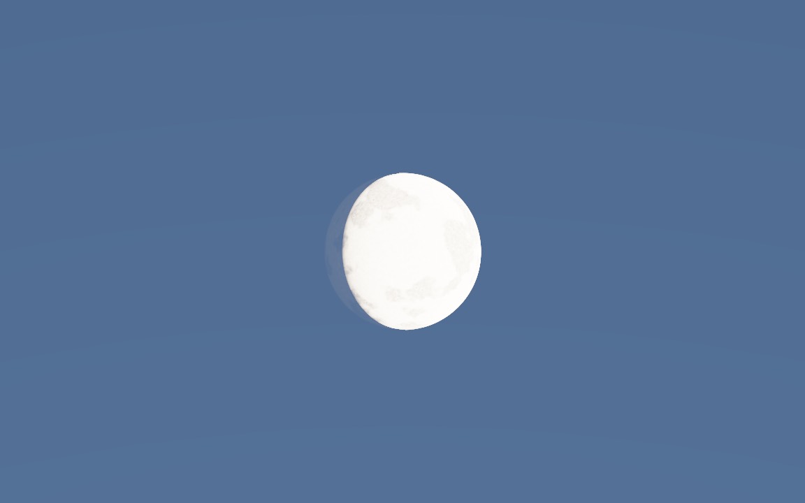 A waxing gibbous moon, 89% lit, through a 1.6 degree field of view after dusk