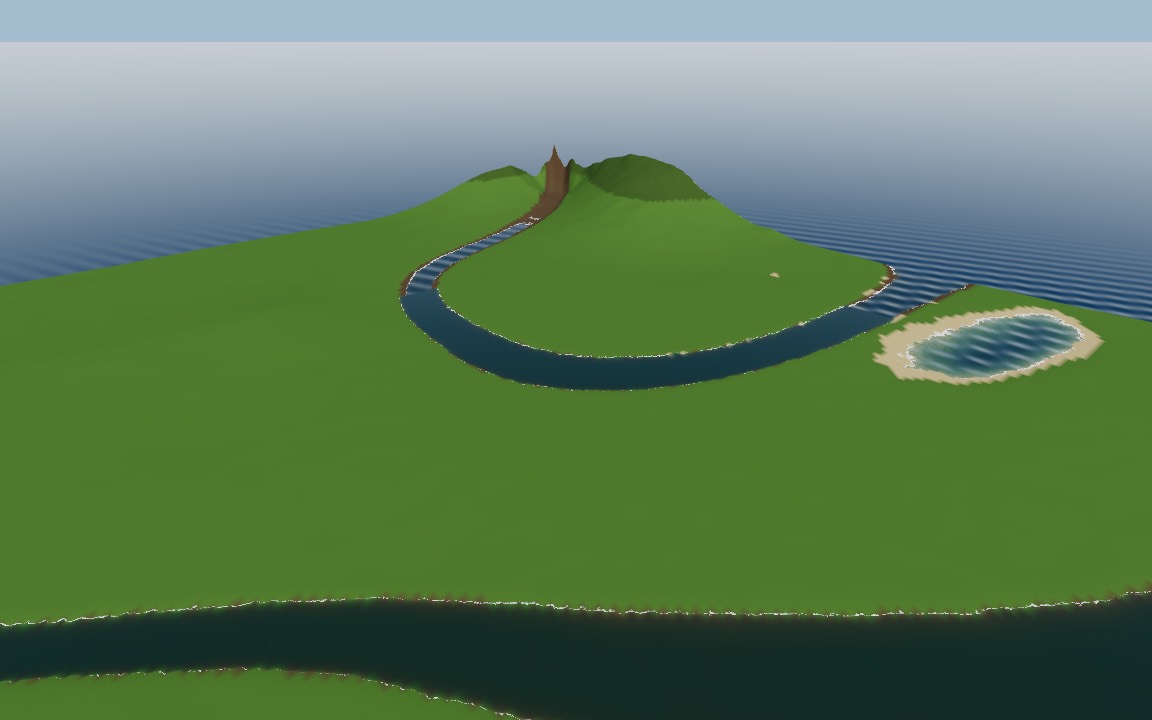 A river winding through green land to the sea