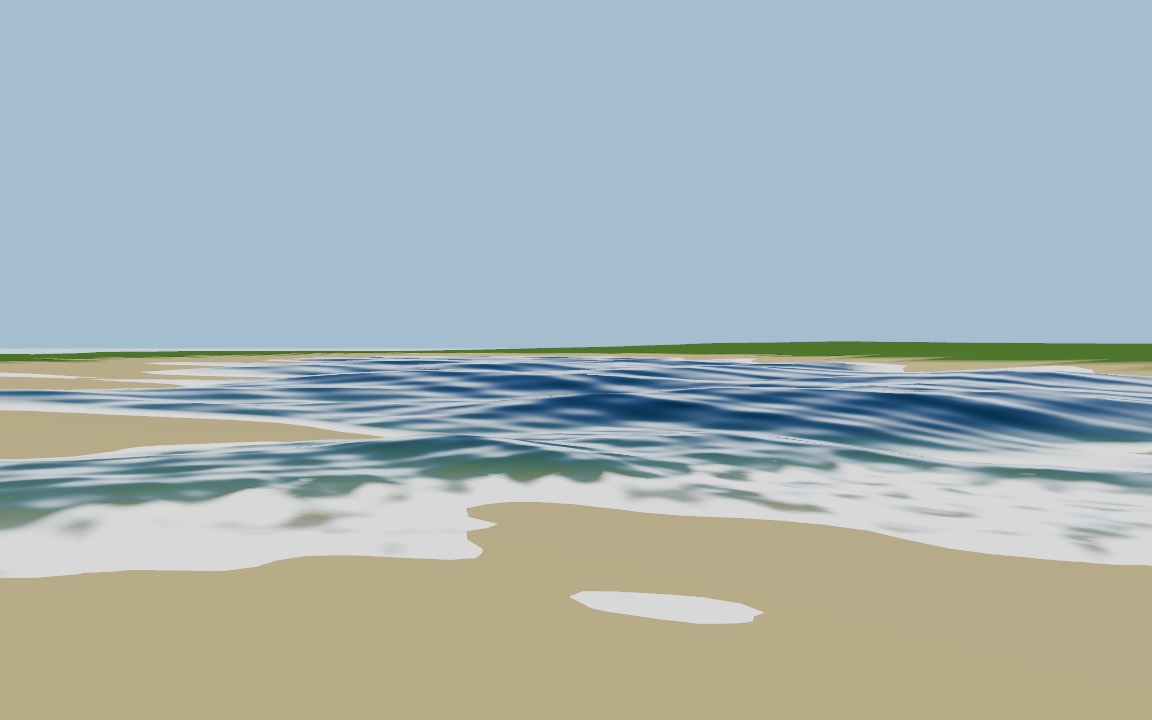 Clear shallow water over sand turning blue offshore